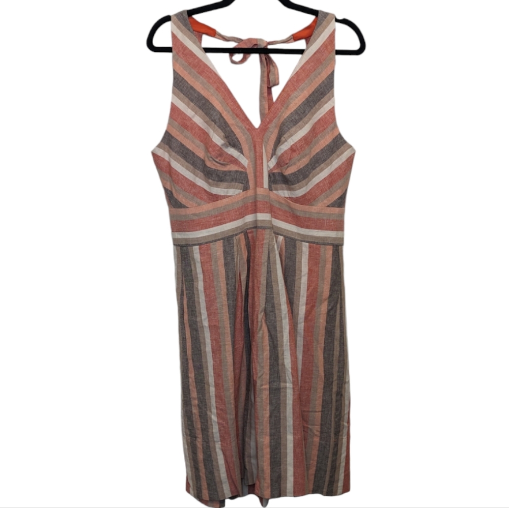 Donna Ricco Striped Linen Blend Dress Size 14 🌺